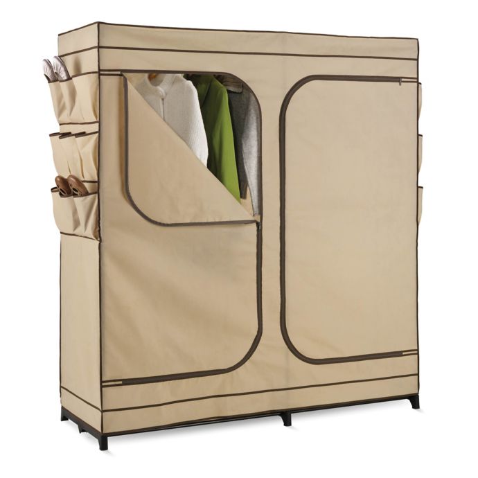 Honey Can Do 60 Inch Double Door Cloth Storage Wardrobe With Shoe