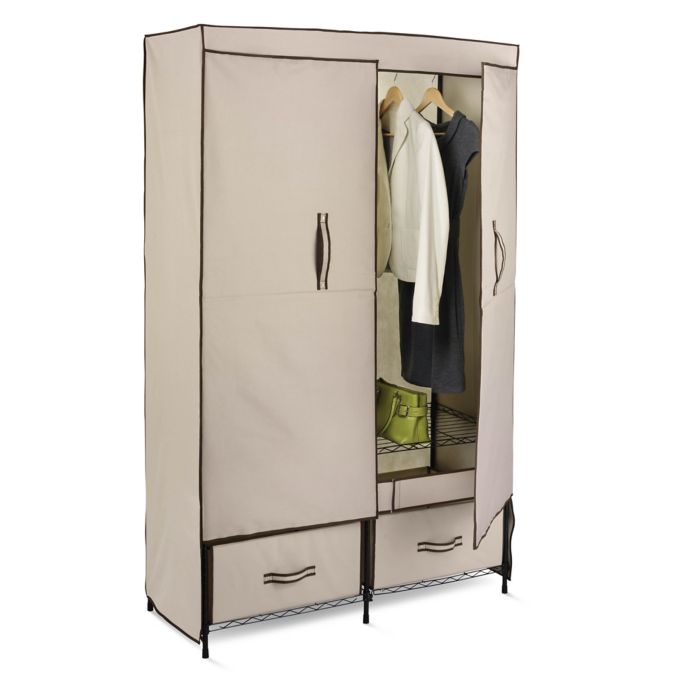 Honey Can Do 43 Inch Double Door Cloth Storage Wardrobe With