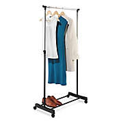 Honey-Can-Do&reg; 35.4-Inch Adjustable-Height Rolling Garment Rack in Chrome/Black