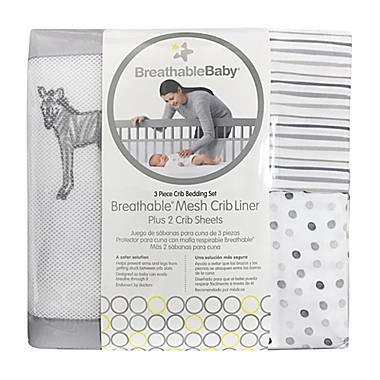 BreathableBaby&reg; 3-Piece Watercolor Safari Crib Bedding Set. View a larger version of this product image.
