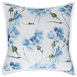 Surya Gardenia European Pillow Sham in White/Pale Blue