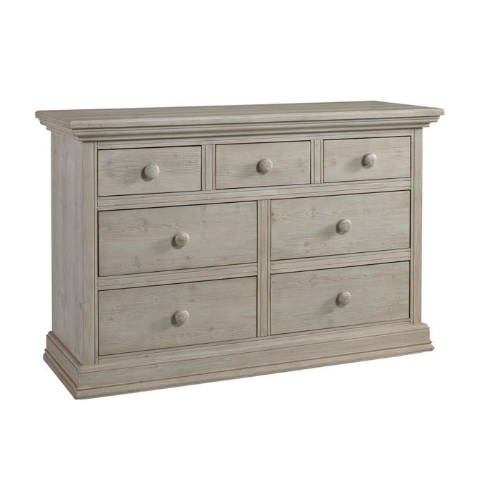 Cosi Bella Luciano 7 Drawer Double Dresser In White Washed Pine