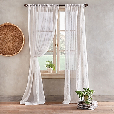 Desmond Pole Top Sheer Window Curtain Panel in Linen (Single). View a larger version of this product image.