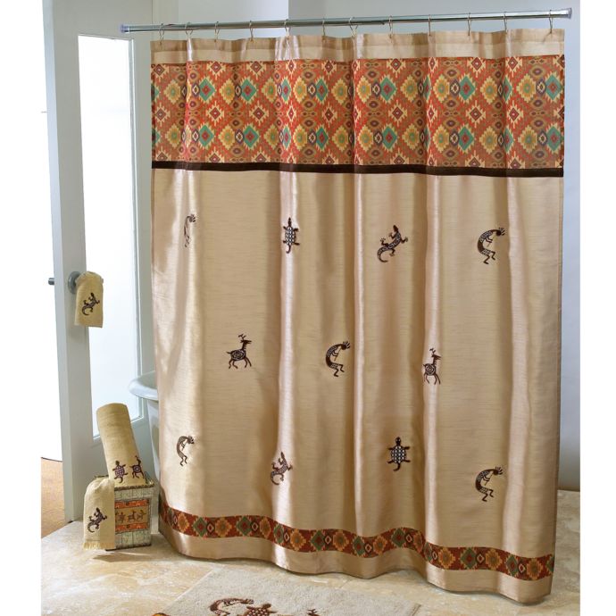 Southwest Kokopelli Fabric Shower Curtain Southwestern Aztec Bath Decor