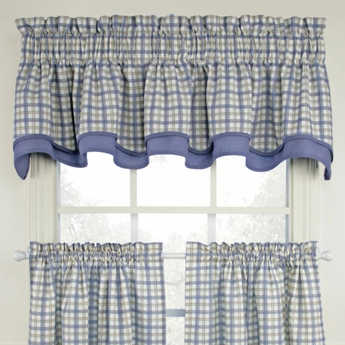 Bristol Plaid Double Valance in Blue Bed Bath & Beyond