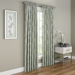 Dogwood Blossom 108-Inch Rod Pocket Room Darkening Window Curtain Panel in Green (Single)