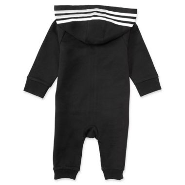 adidas&reg; Size 9M Hooded Coverall in Black. View a larger version of this product image.