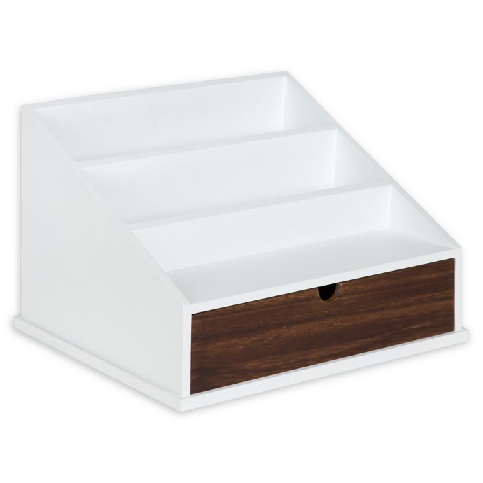 Kate And Laurel Kalmar Wood Desk Organizer In White Brown Bed