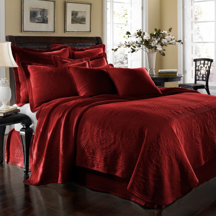 King Charles Matelasse Coverlet In Scarlet Bed Bath Beyond