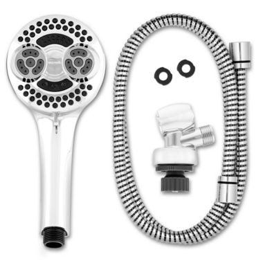 Waterpik&reg; 6-Spray Twin Turbo PowerPulse Massage Handheld Showerhead in Chrome. View a larger version of this product image.