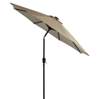Bed Bath Beyond Canada Destination Summer 9 Foot Round Solar Aluminum Patio Umbrella In Chino From Bed Bath Beyond Canada Daily Mail