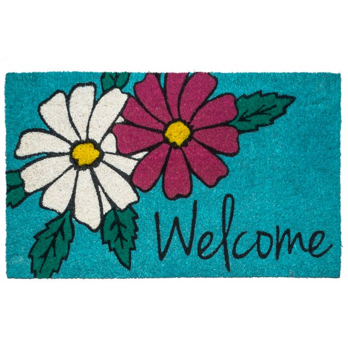 Entryways Floral 17" x 28" Coir Multicolor Door Mat Bed Bath