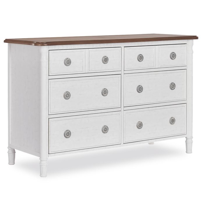 Evolur Julienne Double Dresser In Toffee Brushed White Bed Bath