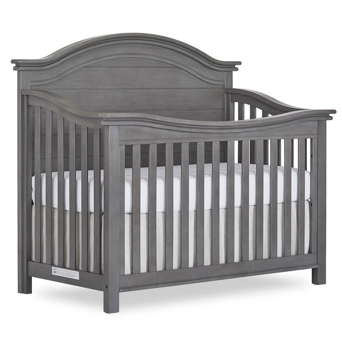 Evolur Belmar Curved Top 5 In 1 Convertible Crib In Rustic Grey