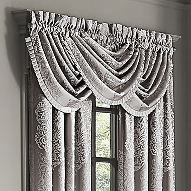 J. Queen New York&trade; La Scala Rod Pocket Waterfall Window Valance in Silver. View a larger version of this product image.