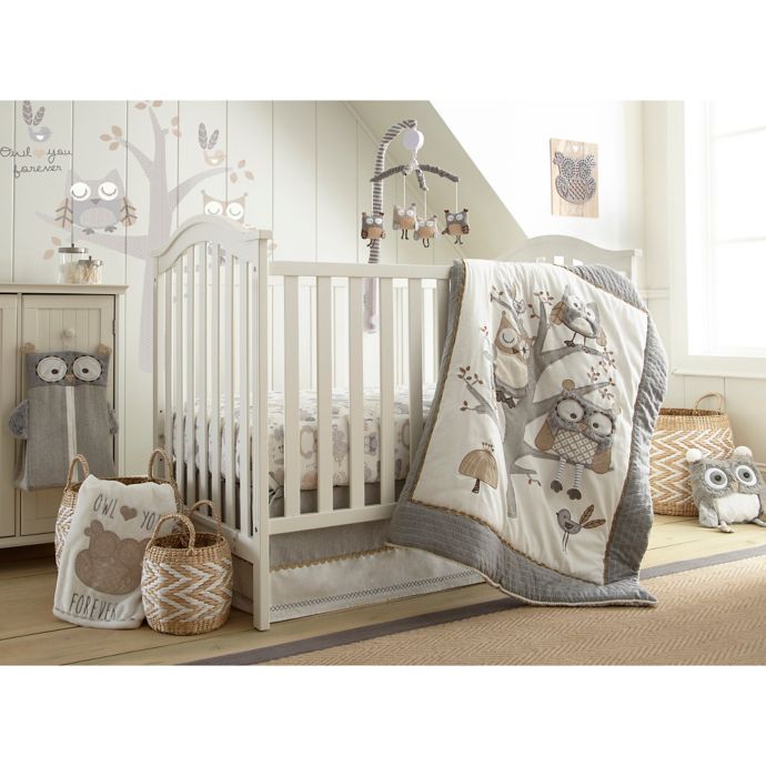 Levtex Baby Night Owl 5 Piece Crib Bedding Set In Grey Taupe