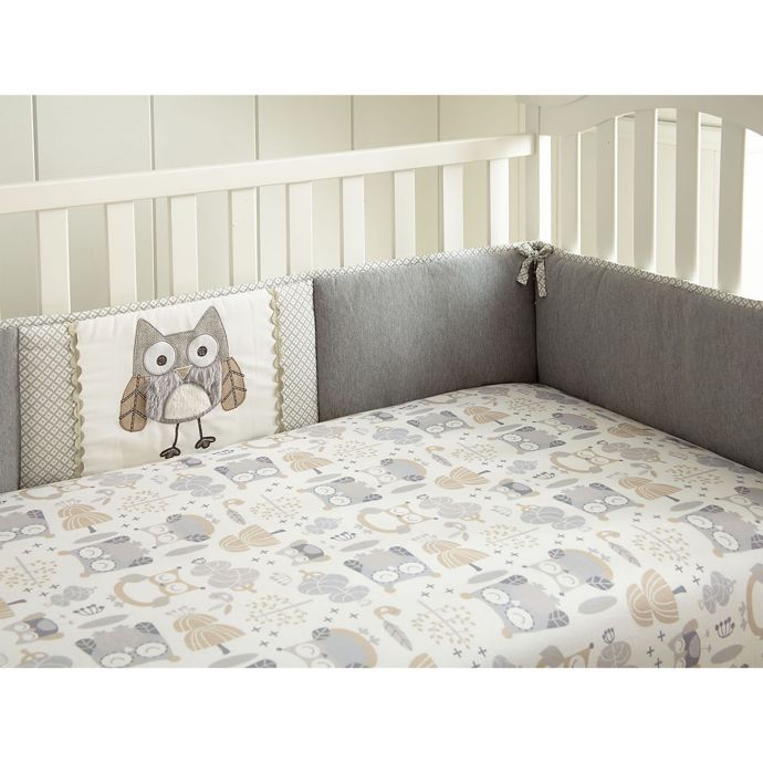 Levtex Baby Night Owl 4 Piece Crib Bumper Set In Grey Taupe Bed