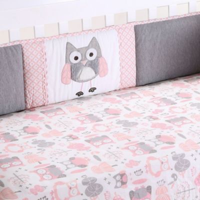 pink owl crib bedding set