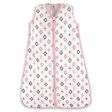 Hudson Baby&reg; Size 6-12M Aztec Cotton Muslin Sleeping Bag in Pink/Navy. View a larger version of this product image.