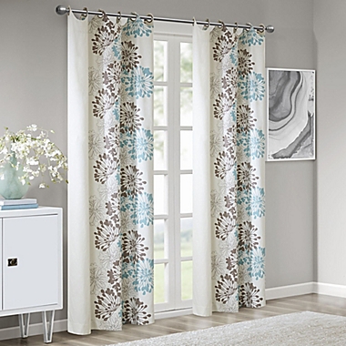 Madison Park&trade; Anaya Cotton 63-Inch Grommet Top Window Curtain Panel in Blue/Brown (Single). View a larger version of this product image.