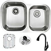 Anzzi 32-Inch Undermount Double Bowl Kitchen Sink with Faucet