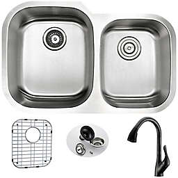 Anzzi 32-Inch Undermount Double Bowl Kitchen Sink with Faucet