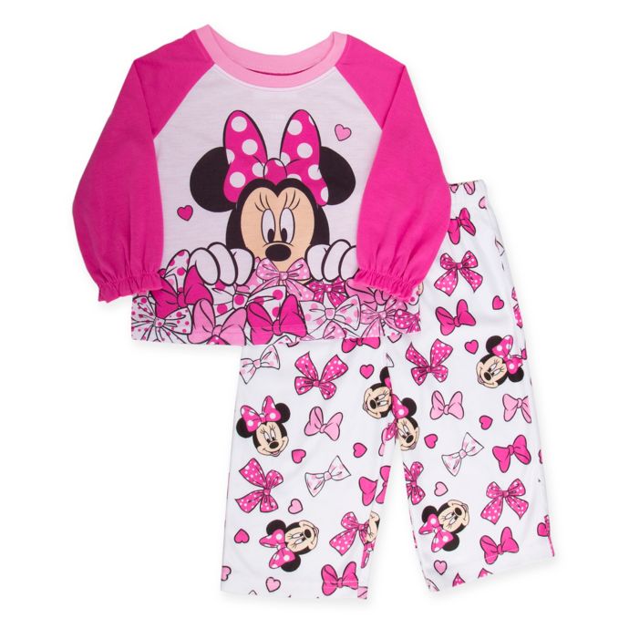 Disney® 2-Piece Minnie Mouse Lots of Bows Pajama Set | Bed Bath & Beyond