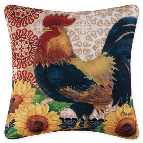 C&F Home Rooster with Sunflowers Square Indoor/Outdoor Pillow in Tan ...