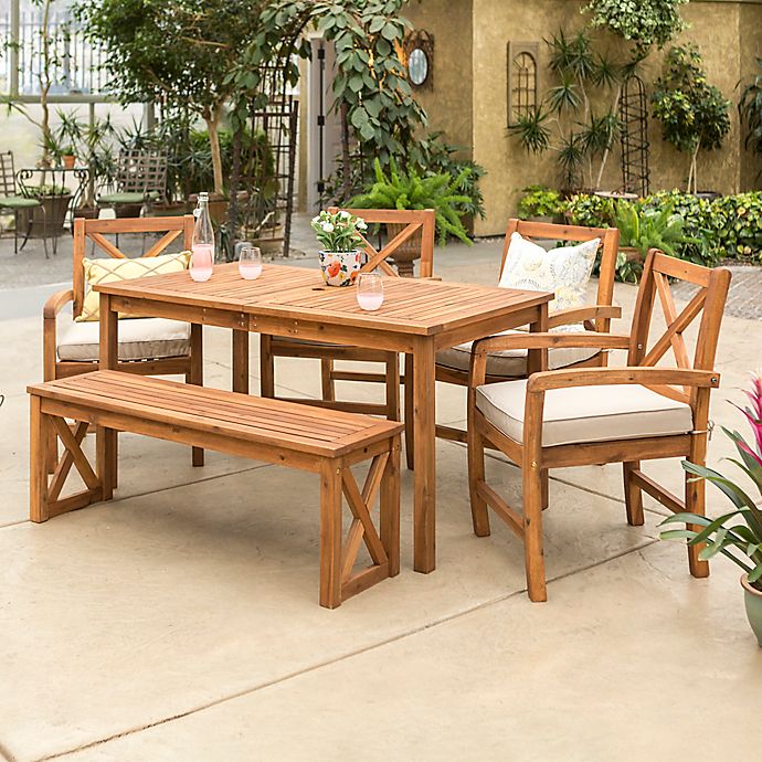 Forest Gate Aspen 6 Piece Acacia Patio Dining Set With Cushions Bed Bath Beyond - 6 Piece Acacia Wood Patio Dining Set