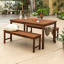 Forest Gate Arvada 3-Piece Acacia Wood Outdoor Picnic Set in Brown
