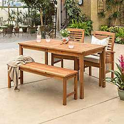 Forest Gate Arvada 4-Piece Acacia Wood Outdoor Dining Set in Brown
