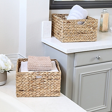 Seville Classics Woven Hyacinth 2-Pack Storage Cube Basket. View a larger version of this product image.