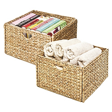 Seville Classics Woven Hyacinth 2-Pack Storage Cube Basket. View a larger version of this product image.
