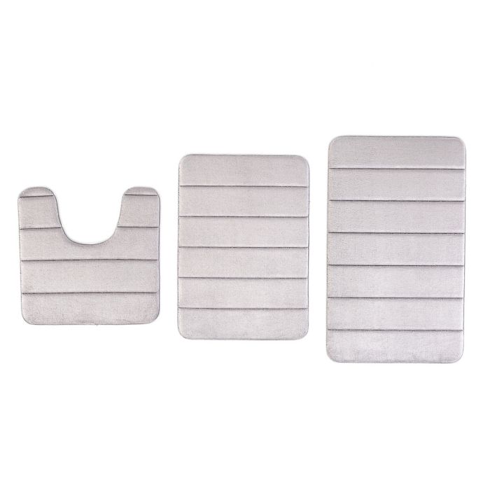 Victoria Classics 3 Piece Channel Stitch Memory Foam Bath Mat Set