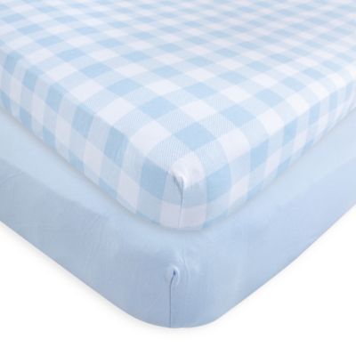 blue fitted crib sheet