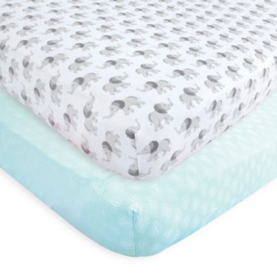 Hudson Baby&reg; 2-Pack Elephant Fitted Crib Sheets in Grey Multi