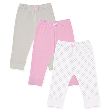 Luvable Friends&reg; Size 4T 3-Pack Tapered Ankle Pants in Pink/Grey. View a larger version of this product image.