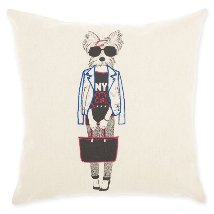 Mina Victory By Nourison New York City Dog Square Throw Pillow In