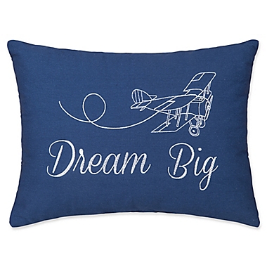 Dream Big Oblong Throw Pillow in Blue. View a larger version of this product image.