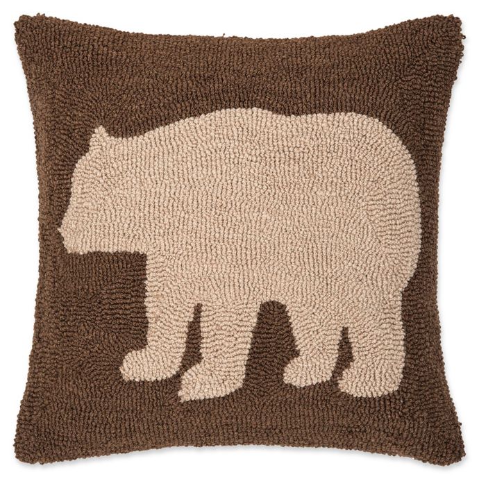 Killian Ridge Bear Hooked Square Throw Pillow In Brown Bed Bath