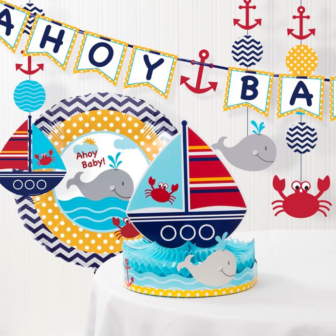 Creative Converting 6 Piece Ahoy Matey Nautical Baby Shower Decorations Kit Buybuy Baby