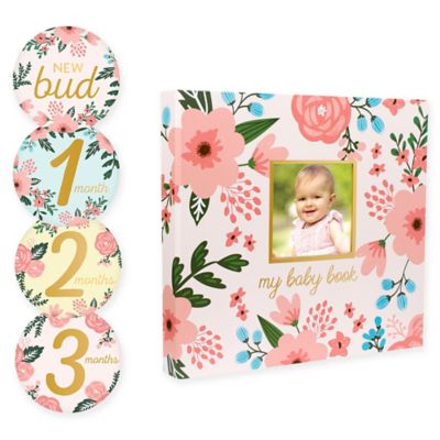 Pearhead&reg; Baby&#39;s Floral Memory Book and Sticker Set