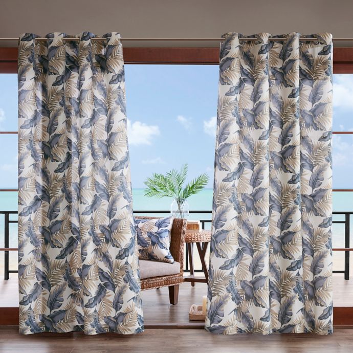 Madison Park Coco Printed Leaf 3m Scotchgard Grommet Top Outdoor