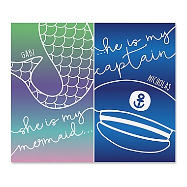Mermaid and Captain Couple Beach Blanket. View a larger version of this product image.