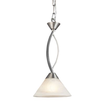 ELK Lighting 1-Light Pendant with Satin Nickel and a Marbleized White Glass Shade