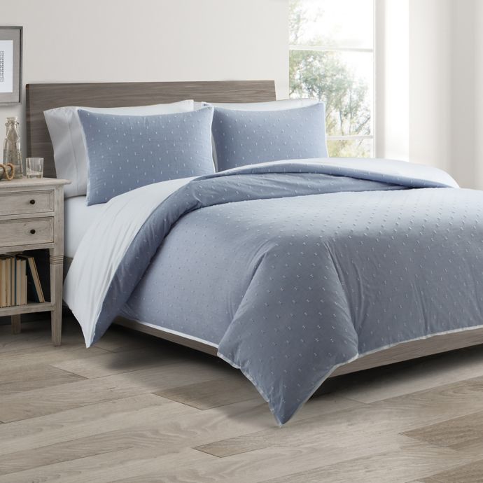 Real Simple Duo Clipped Jacquard Butterfly Coverlet Duvet Cover
