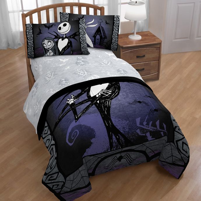 Disney Nightmare Before Christmas Full Queen Comforter In Purple Black