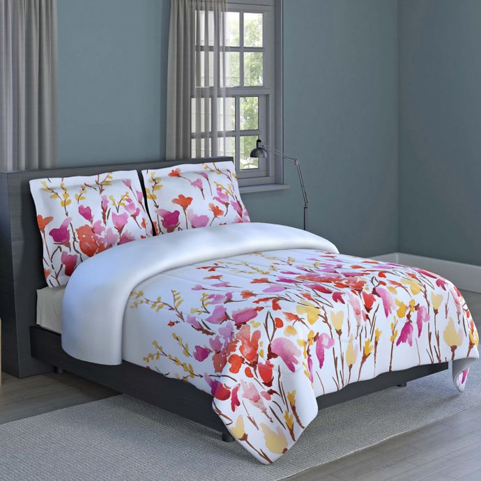 Flower Print Reversible Comforter Set Bed Bath and Beyond Canada