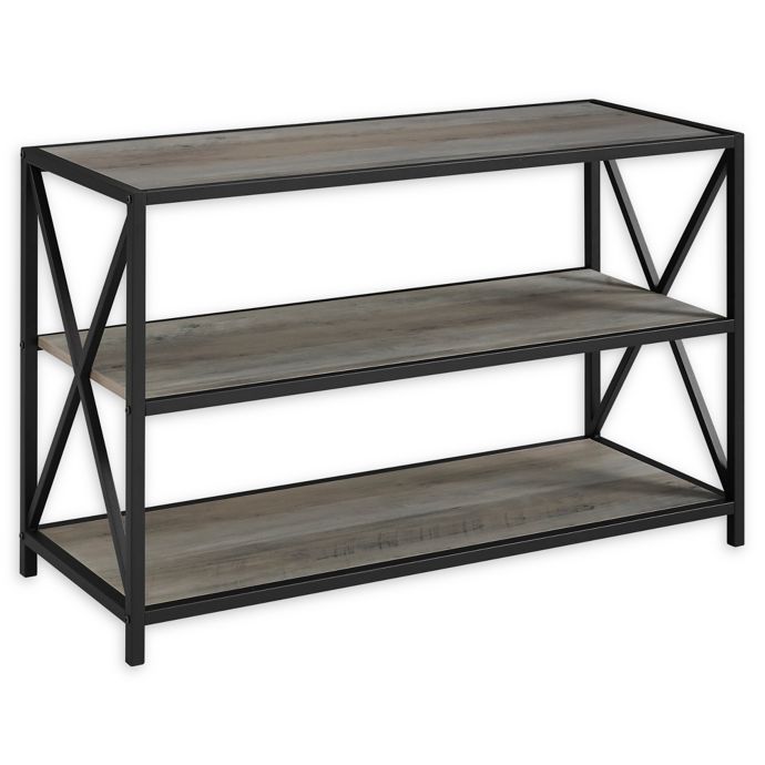 Forest Gate 40-Inch X-Frame Metal and Wood Bookshelf in ...