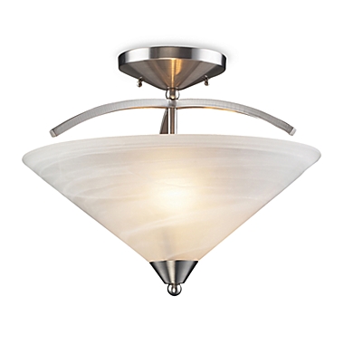 ELK Lighting Elysburg 2-Light Semi Flush Mount Satin Nickel with Marbelized White Glass. View a larger version of this product image.